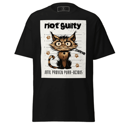 The "Not Guilty" Scruffy Cat Mugshot Tee - Exit Strategy The "Not Guilty" Scruffy Cat Mugshot Tee
